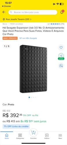 HD Seagate 480Gb