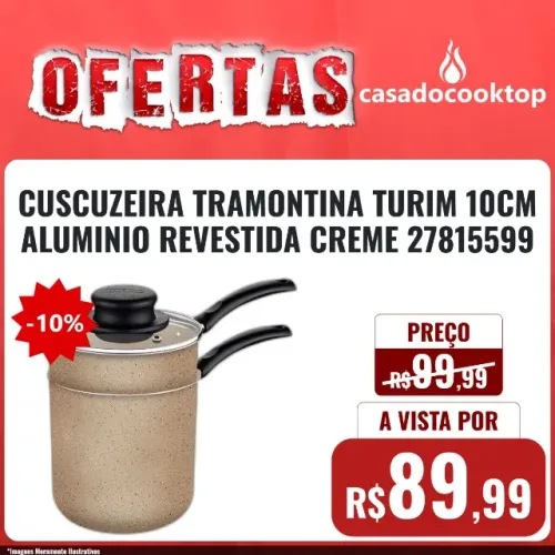 CUSCUZEIRA TRAMONTINA TURIM 10CM ALUMINIO REVESTIDA CREME 27815599