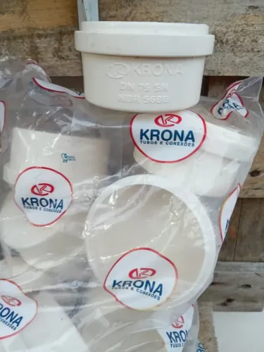 Tampão Esgoto PVC DN75mm Redondo Krona Kit 10 Unidades
