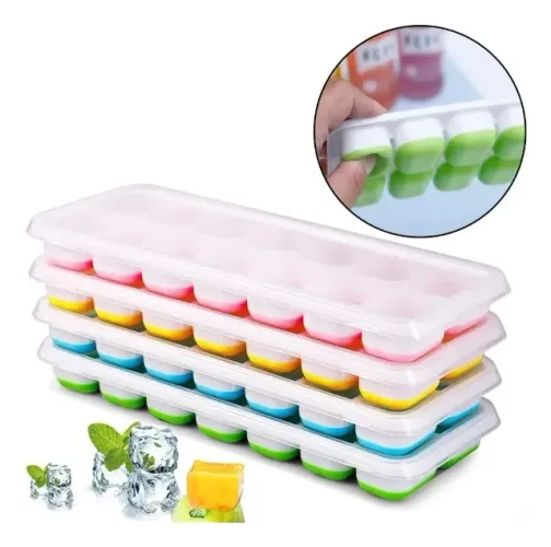 Forma De Gelo Cubo Tampa Rígida transparente E Fundo Flexível Silicone (JK ELETRONICOS)