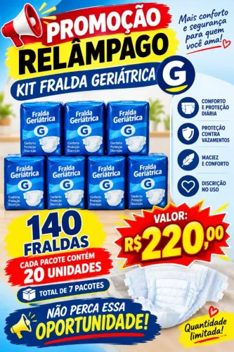 Promoção relâmpago fralda geriátrica G