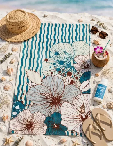 Toalha de Praia Hibiscos 