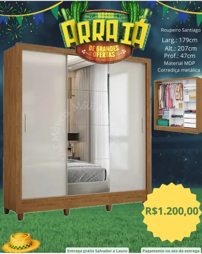 Roupeiro de casal com espelho e entrega grátis