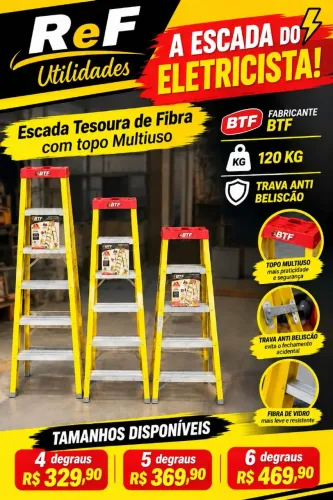 Escada de Fibra Tesoura com Topo Multiuso