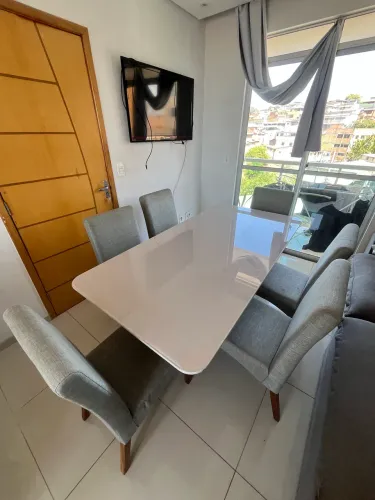 Mesa Jantar 6 lugares tampo de vidro