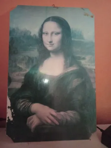 Obra de arte Monalisa em madeira fina