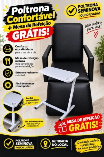 Poltrona Reclinável para Descanso com Mesa de Refeição Grátis