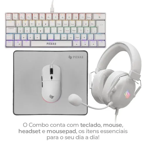 Kit Gamer Pichau Netuno V2 4x1, Teclado, mouse, headset e mousepad