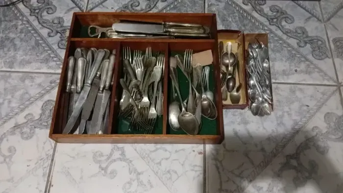 Lote Talheres Antigos Prata 90, Alpaca E Inox Vintage Prateado