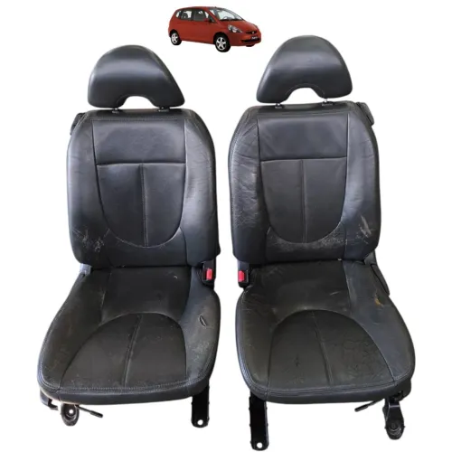 Par Banco Couro Dianteiro Honda Fit 2003 2004 2005 Detalhes Cinza-escuro