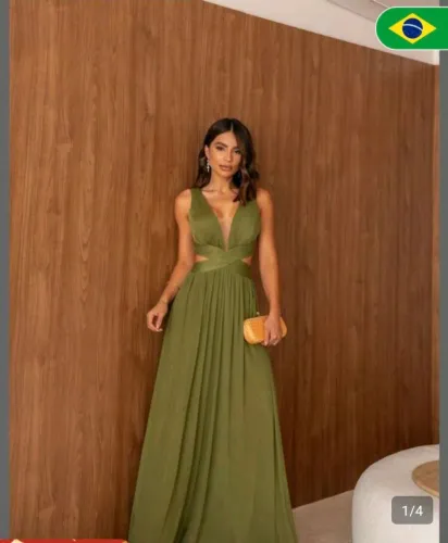 Vestido de festa verde oliva