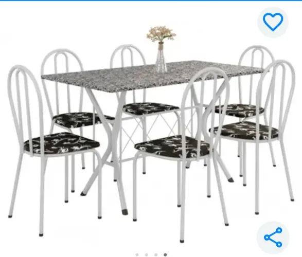 Jogo de mesa de jantar com 6 cadeiras