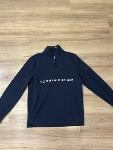 Tommy Hilfiger meio zíper azul marinho
