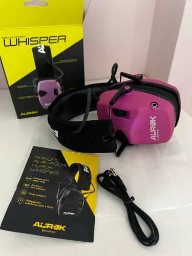 Protetor Abafador Auricular Eletrônico Aurok Sport Whisper Rosa 
