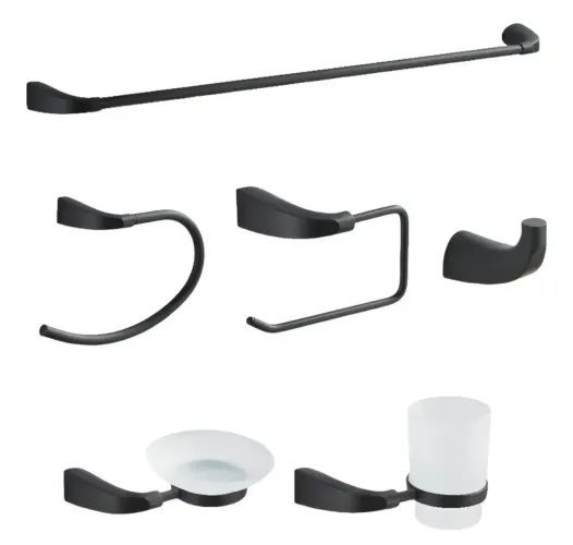 Kit Acessórios Para Banheiro Inox 6 Peças Preto Fosco - Luxo e Modernidade