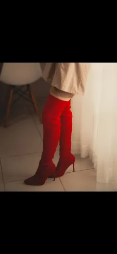 Bota over knee vermelha red