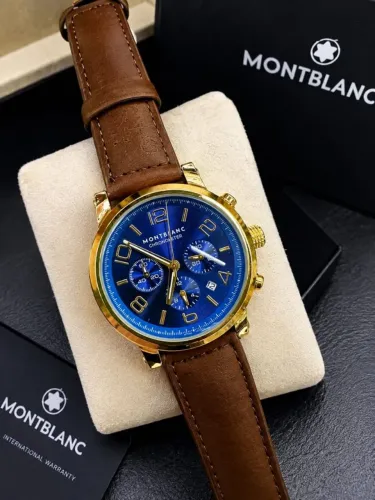 Relógio Masculino Azul com dourado