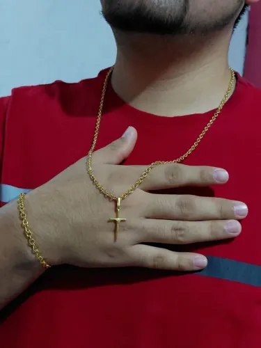 Kit Cordão e pulseira 100% moeda antiga 