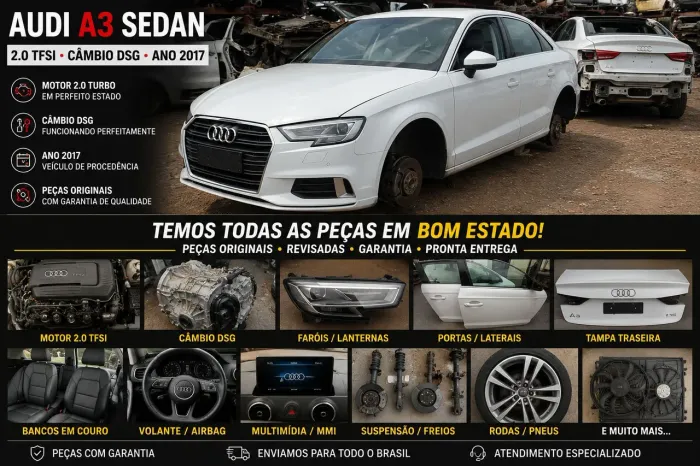 SUCATA DE AUDI A3 SEDAN MOTOR 2.0 TURBO - CAMBIO DSG