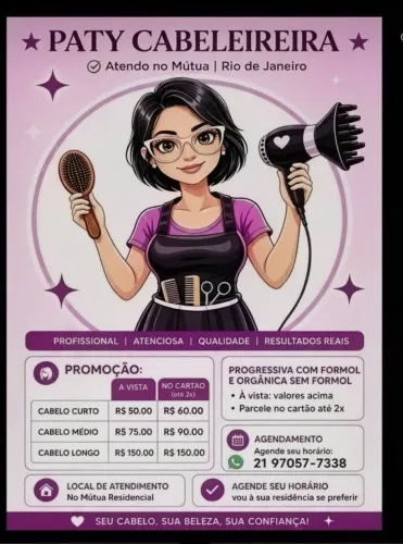 Paty ?Cabeleireira promoção do mês de julho 