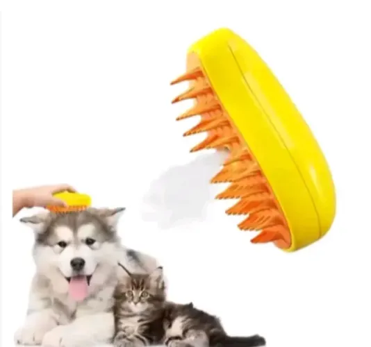 (CONSULTAR ATACADO) Escova Massageadora Pets Com Vaporizador Spray Recarregável USB