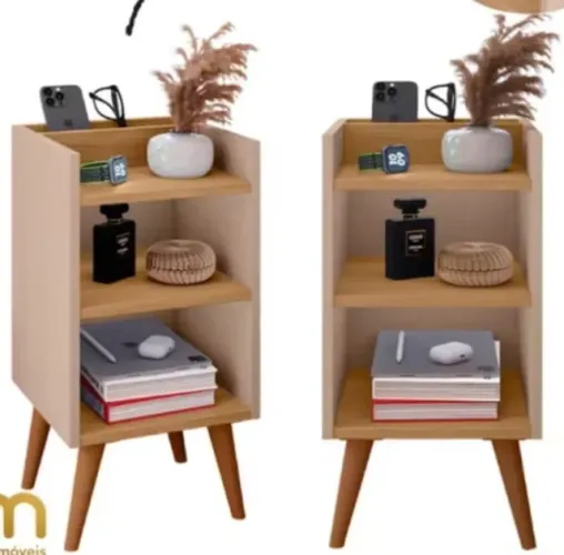 2 nicho organizador porta celular controle quarto - bege claro / off-white