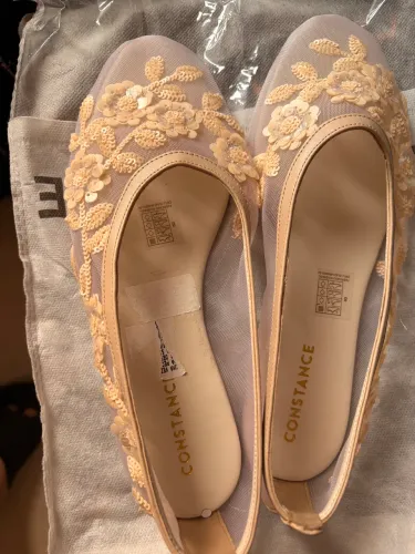 Sapatilha Constance tela transparente e paetes