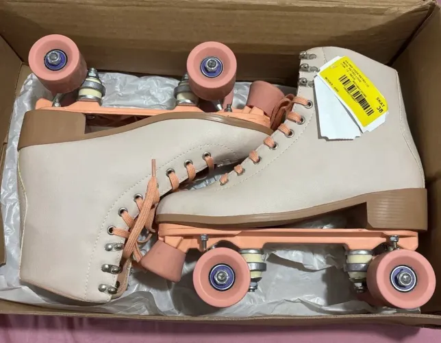 patins oxer retro love bege - tamanho 38