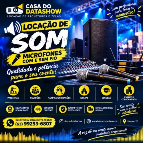 Aluguel Som Microfones Projetores Datashow Tela Karaoke