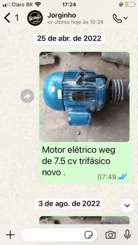 Vendo motor elétrico alta rotação trifásico 7.5cv,novo,nunca usado com polia