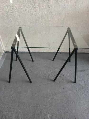Mesa Cavalete Retangular 95x60cm Vidro Temperado 8mm