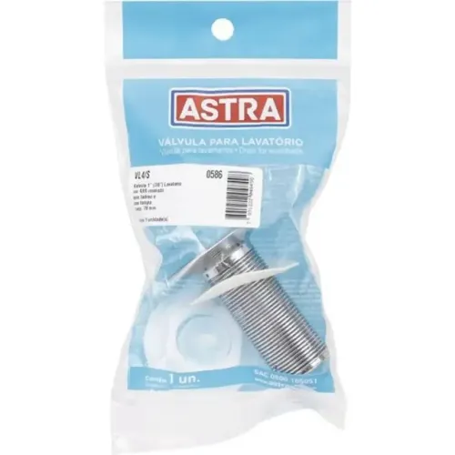Válvula Plástica para Lavatório Cromada Astra 76mm