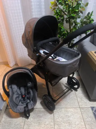 Kit Carrinho Galzerano Olympus New Black Com Bebê Conforto e base 