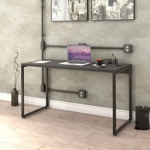Mesa Escrivaninha Industrial Trevalla 135cm, Preto Onix | Kuadra, ME135-E10