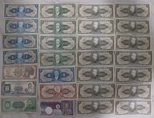 Notas antigas lote com 34 cédulas - Frete gratis