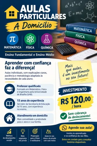 Aulas Particulares  Matemática, Física e Química.