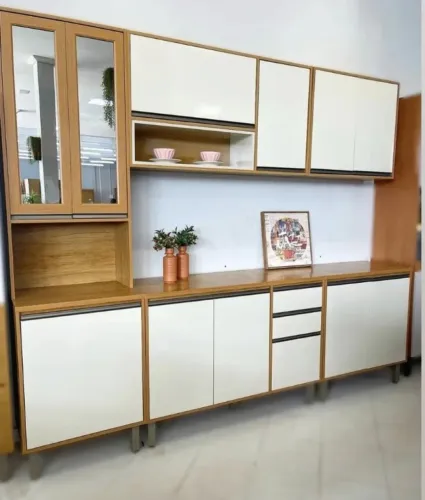 Cozinha Modular 5 Peças com Cristaleira e LED