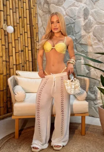 Saída calça em Tricot 
