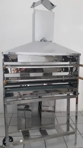Carrinho Churrasco Profissional Churrasqueira Nova completa de aço inox