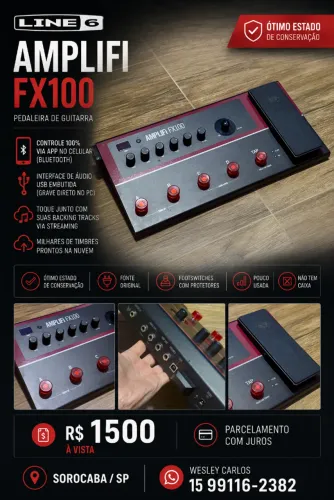 Pedaleira Line 6 AMPLIFi FX100 (Bluetooth, Interface USB e Bivolt) - Ótimo Estado