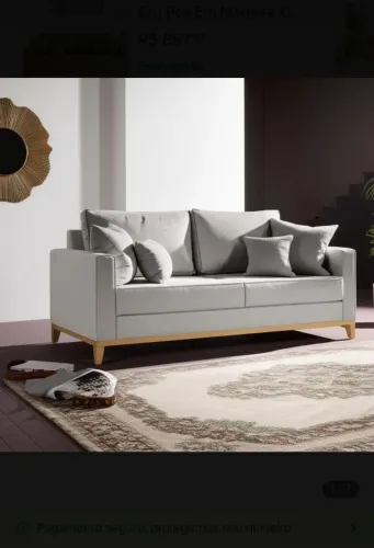 Sofá linho cinza 3 lugares mede 180x80x82 NOVO