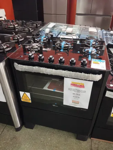 Fogão 5 bocas Mesa Vidro Preto Elétrico Novo