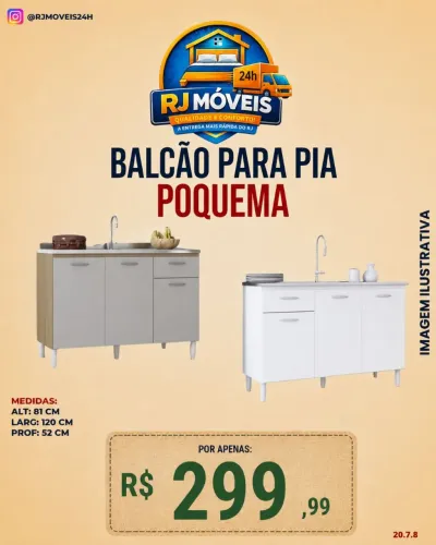 Balcão para pia poquema