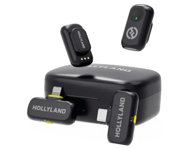 Microfone sem fio Hollyland Lark A1 Combo mini para iPhone e Android
