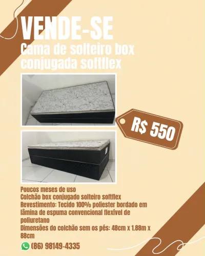 Cama Box Conjugado Solteiro Softflex - Estado de Nova / Pouco Uso