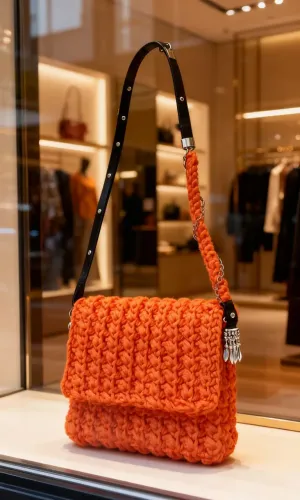 Linda bolsa de crochê Terracota 