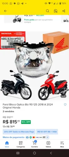 bloco de farol da biz