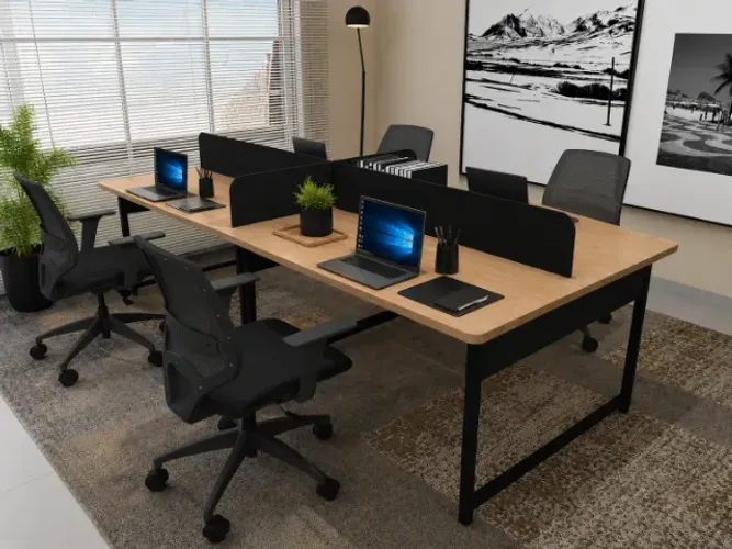 Estação Corporativa Delluxe. 4 Cxs de Tomadas. L240cm x P120cm x A74cm