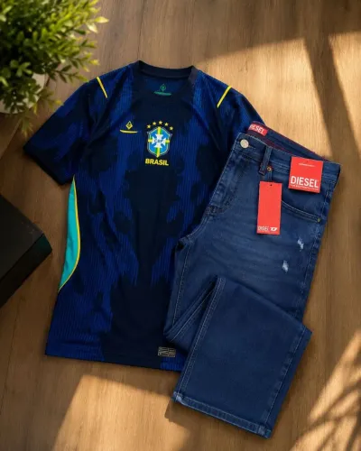 Camisa do Brasil primeira linha azul masculina 