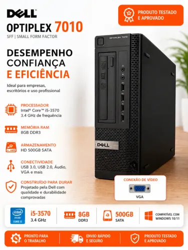 PC Dell i5 3570 3.4GHz 8GB HD 500GB  PRONTO PARA USO - LIGOU, USOU!  semi novo